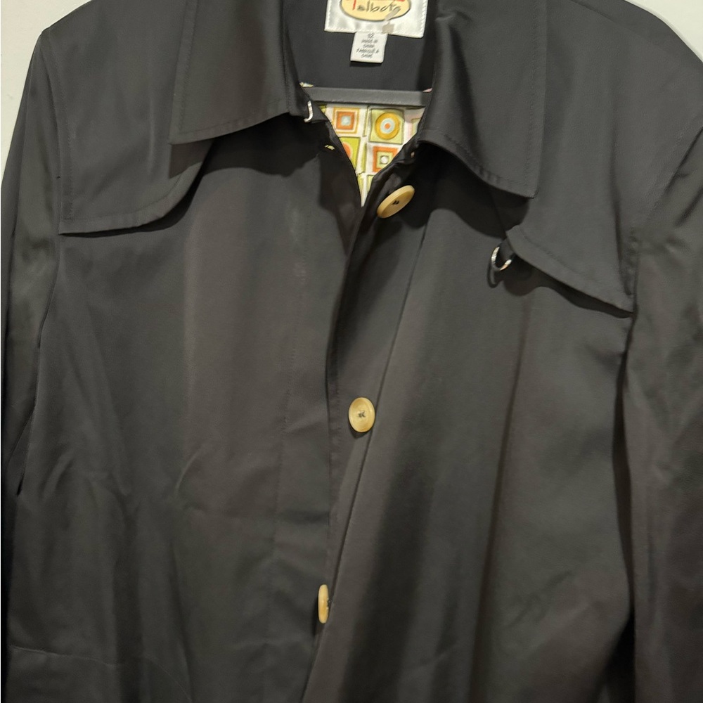 Talbots Black Coat Jacket With Vibrant Patterned … - image 8